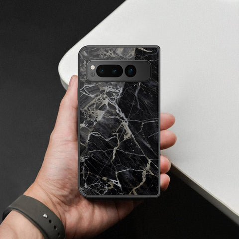 Google Pixel Fold Cover - Black Marble Series - HQ Premium Shine Durable Shatterproof Case