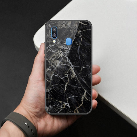 Samsung Galaxy A40 Cover - Black Marble Series - HQ Premium Shine Durable Shatterproof Case