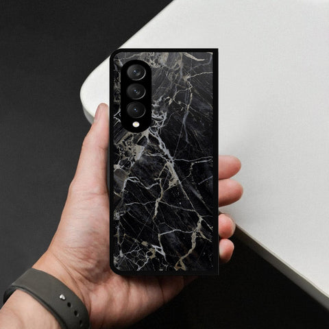 Samsung Galaxy Z Fold 3 5G Cover - Black Marble Series - HQ Premium Shine Durable Shatterproof Case