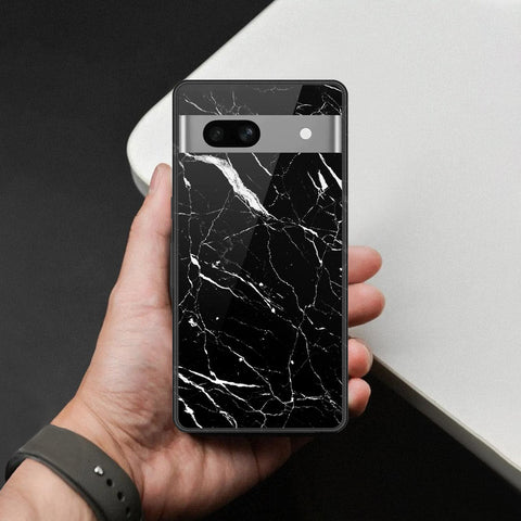 Google Pixel 7a Cover - Black Marble Series - HQ Ultra Shine Premium Infinity Glass Soft Silicon Borders Case