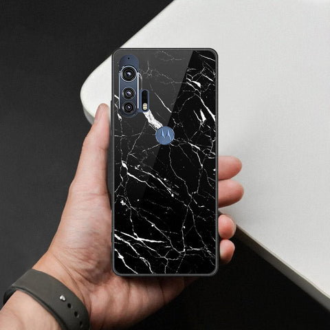 Motorola Edge Plus 2020 Cover - Black Marble Series - HQ Premium Shine Durable Shatterproof Case