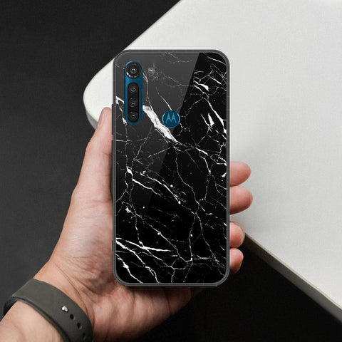 Motorola Moto G8 Power Cover - Black Marble Series - HQ Premium Shine Durable Shatterproof Case