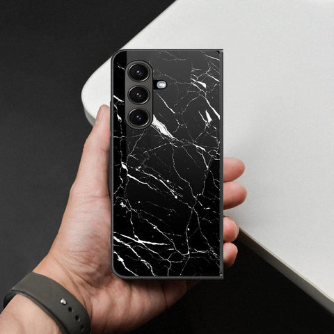 Samsung Galaxy Z Fold 7 Cover - Black Marble Series - HQ Premium Shine Durable Shatterproof Case