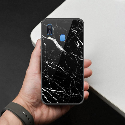 Samsung Galaxy M20 Cover - Black Marble Series - HQ Premium Shine Durable Shatterproof Case