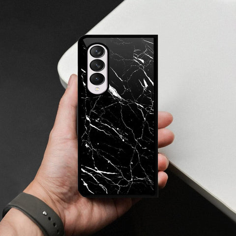 Samsung Galaxy Z Fold 4 5G Cover - Black Marble Series - HQ Premium Shine Durable Shatterproof Case