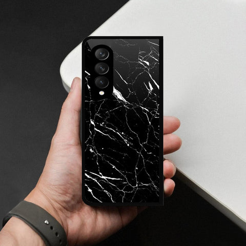 Samsung Galaxy Z Fold 3 5G Cover - Black Marble Series - HQ Premium Shine Durable Shatterproof Case