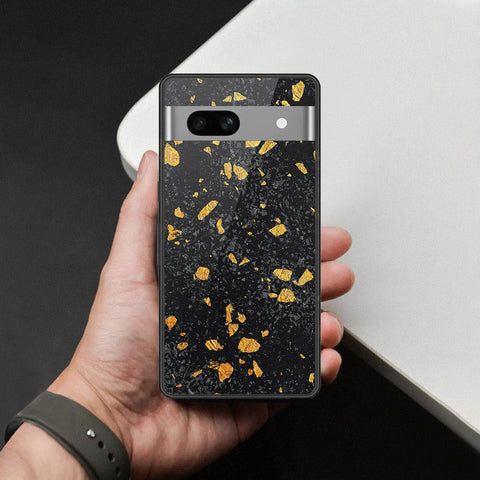 Google Pixel 7a Cover - Black Marble Series - HQ Ultra Shine Premium Infinity Glass Soft Silicon Borders Case
