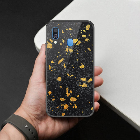 Samsung Galaxy A40 Cover - Black Marble Series - HQ Premium Shine Durable Shatterproof Case