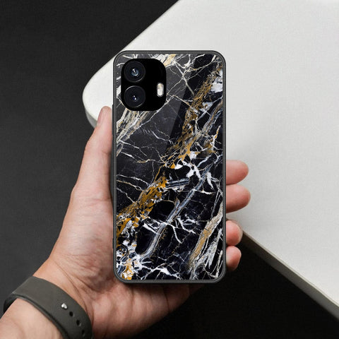 Nothing Phone 2 Cover - Black Marble Series - HQ Premium Shine Durable Shatterproof Case