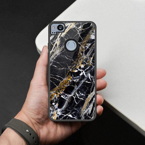 Google Pixel 2 Cover - Black Marble Series - HQ Premium Shine Durable Shatterproof Case