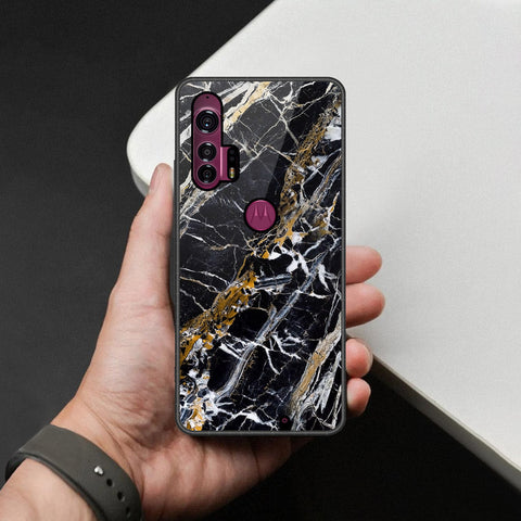 Motorola Edge Plus Cover - Black Marble Series - HQ Premium Shine Durable Shatterproof Case