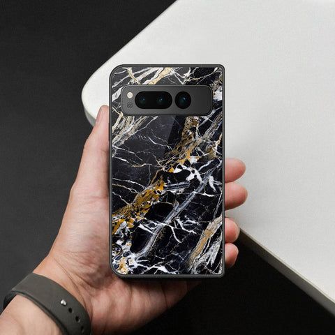 Google Pixel Fold Cover - Black Marble Series - HQ Premium Shine Durable Shatterproof Case