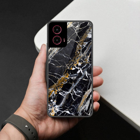 Motorola Moto G45 Cover - Black Marble Series - HQ Premium Shine Durable Shatterproof Case
