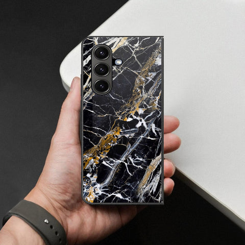 Samsung Galaxy Z Fold 7 Cover - Black Marble Series - HQ Premium Shine Durable Shatterproof Case