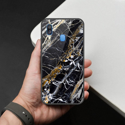 Samsung Galaxy M20 Cover - Black Marble Series - HQ Premium Shine Durable Shatterproof Case