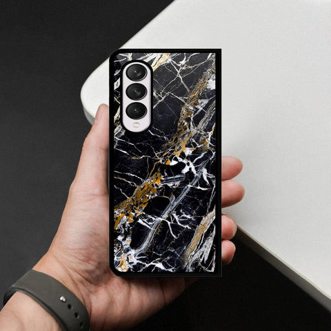 Samsung Galaxy Z Fold 4 5G Cover - Black Marble Series - HQ Premium Shine Durable Shatterproof Case
