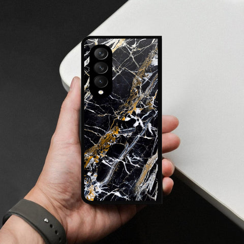 Samsung Galaxy Z Fold 3 5G Cover - Black Marble Series - HQ Premium Shine Durable Shatterproof Case