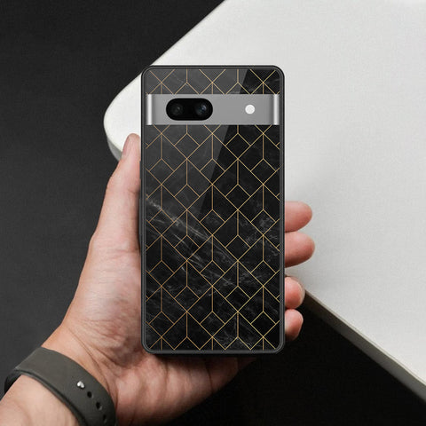 Google Pixel 7a Cover - Black Marble Series - HQ Ultra Shine Premium Infinity Glass Soft Silicon Borders Case