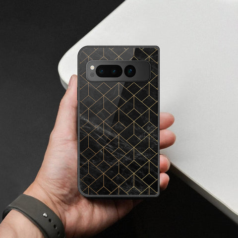 Google Pixel Fold Cover - Black Marble Series - HQ Premium Shine Durable Shatterproof Case