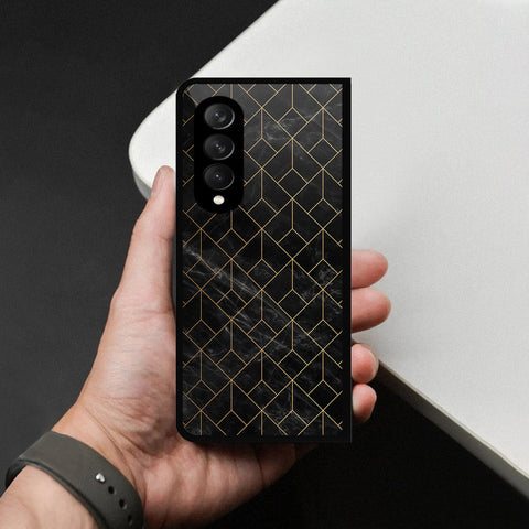 Samsung Galaxy Z Fold 3 5G Cover - Black Marble Series - HQ Premium Shine Durable Shatterproof Case