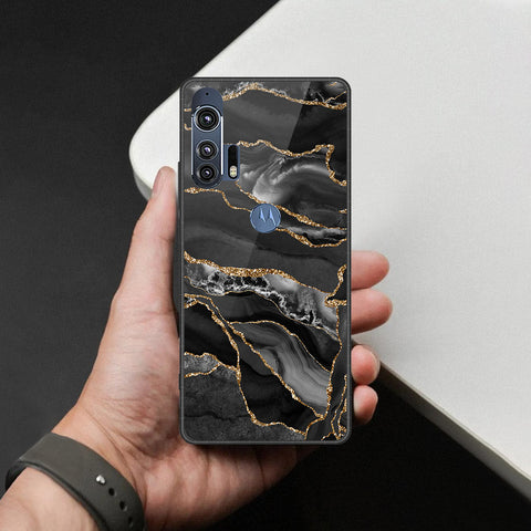 Motorola Edge Plus 2020 Cover - Black Marble Series - HQ Premium Shine Durable Shatterproof Case