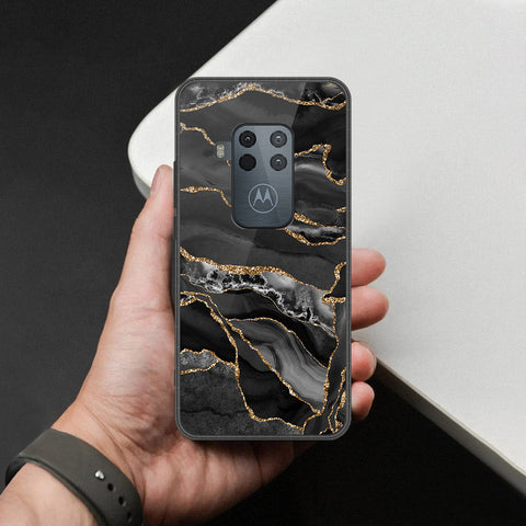 Motorola One Zoom Cover - Black Marble Series - HQ Premium Shine Durable Shatterproof Case