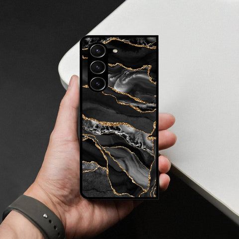 Samsung Galaxy Z Fold 5 5G Cover - Black Marble Series - HQ Premium Shine Durable Shatterproof Case