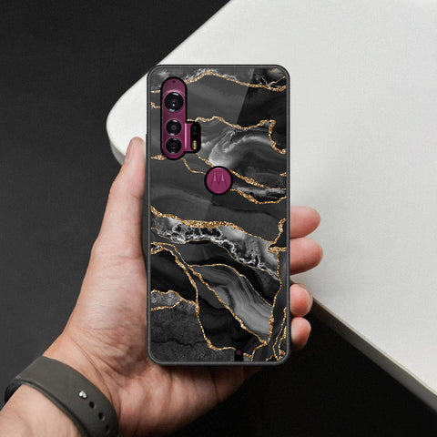 Motorola Edge Plus Cover - Black Marble Series - HQ Premium Shine Durable Shatterproof Case