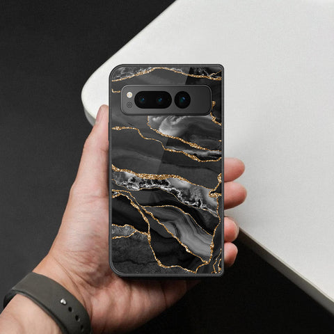 Google Pixel Fold Cover - Black Marble Series - HQ Premium Shine Durable Shatterproof Case