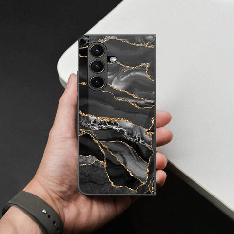 Samsung Galaxy Z Fold 7 Cover - Black Marble Series - HQ Premium Shine Durable Shatterproof Case