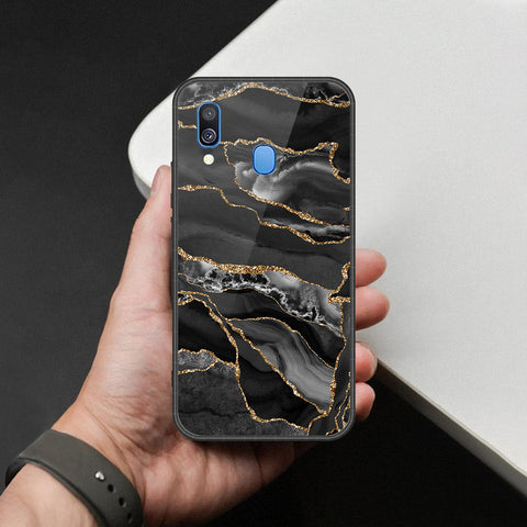 Samsung Galaxy M20 Cover - Black Marble Series - HQ Premium Shine Durable Shatterproof Case