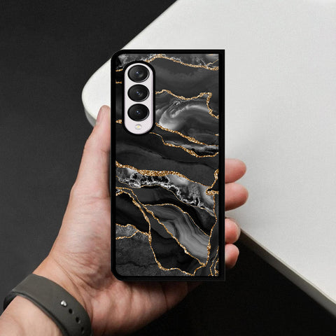 Samsung Galaxy Z Fold 4 5G Cover - Black Marble Series - HQ Premium Shine Durable Shatterproof Case