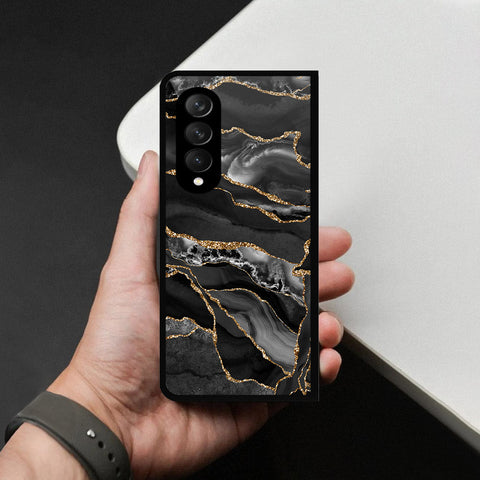 Samsung Galaxy Z Fold 3 5G Cover - Black Marble Series - HQ Premium Shine Durable Shatterproof Case