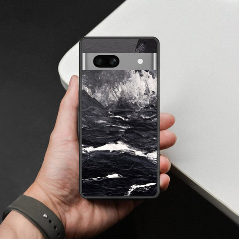 Google Pixel 7a Cover - Black Marble Series - HQ Ultra Shine Premium Infinity Glass Soft Silicon Borders Case