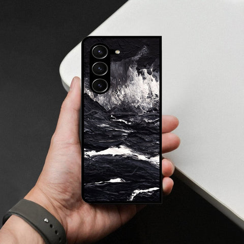Samsung Galaxy Z Fold 5 5G Cover - Black Marble Series - HQ Premium Shine Durable Shatterproof Case