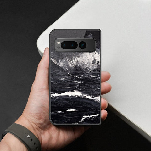 Google Pixel Fold Cover - Black Marble Series - HQ Premium Shine Durable Shatterproof Case