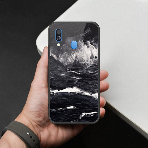 Samsung Galaxy A40 Cover - Black Marble Series - HQ Premium Shine Durable Shatterproof Case