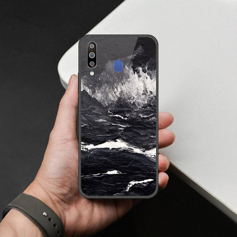 Samsung Galaxy M30 Cover - Black Marble Series - HQ Premium Shine Durable Shatterproof Case