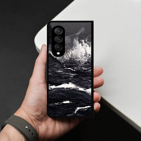 Samsung Galaxy Z Fold 3 5G Cover - Black Marble Series - HQ Premium Shine Durable Shatterproof Case