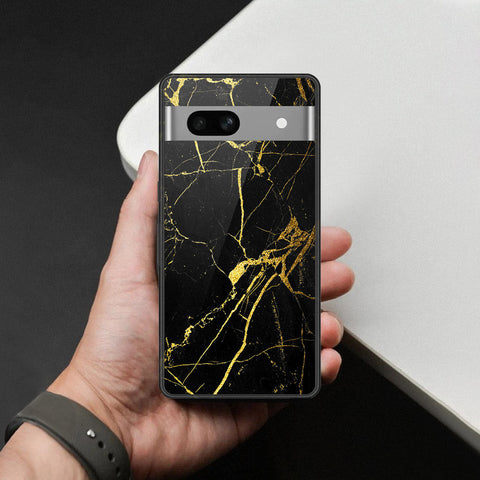 Google Pixel 7a Cover - Black Marble Series - HQ Ultra Shine Premium Infinity Glass Soft Silicon Borders Case