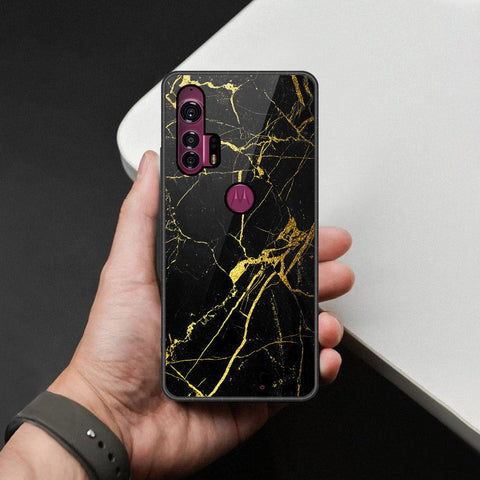 Motorola Edge Plus Cover - Black Marble Series - HQ Premium Shine Durable Shatterproof Case