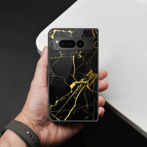 Google Pixel Fold Cover - Black Marble Series - HQ Premium Shine Durable Shatterproof Case