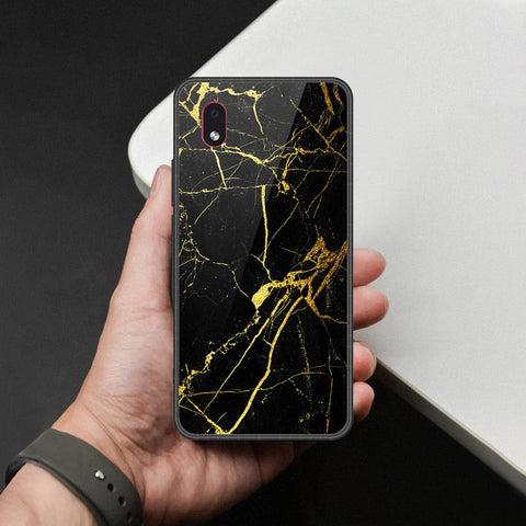 Samsung Galaxy A01 Core Cover - Black Marble Series - HQ Premium Shine Durable Shatterproof Case