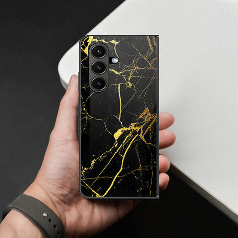 Samsung Galaxy Z Fold 7 Cover - Black Marble Series - HQ Premium Shine Durable Shatterproof Case