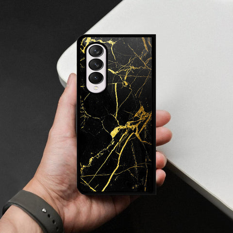 Samsung Galaxy Z Fold 4 5G Cover - Black Marble Series - HQ Premium Shine Durable Shatterproof Case