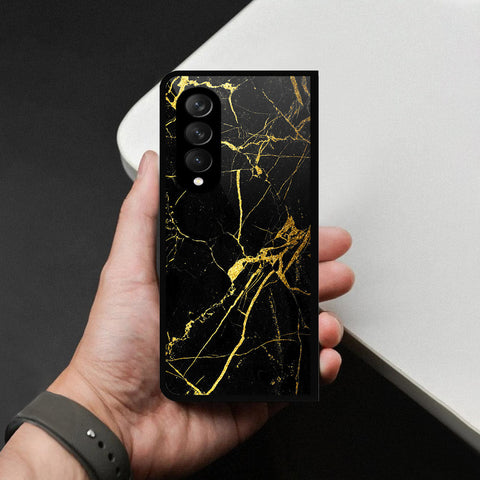 Samsung Galaxy Z Fold 3 5G Cover - Black Marble Series - HQ Premium Shine Durable Shatterproof Case