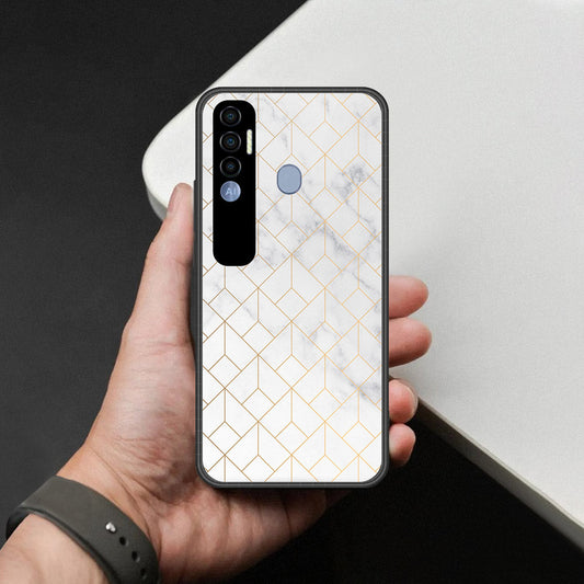 Tecno Spark 7 Pro Cover - White Marble Series 2 - HQ Premium Shine Durable Shatterproof Case