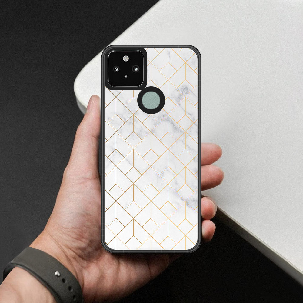 Google Pixel 5 Cover - White Marble Series 2 - HQ Premium Shine Durable Shatterproof Case
