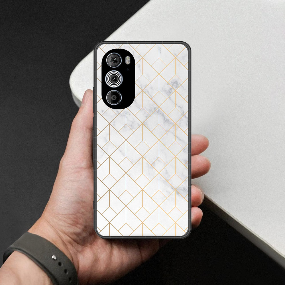 Motorola Edge 30 Pro Cover - White Marble Series 2 - HQ Premium Shine Durable Shatterproof Case