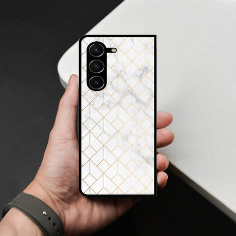 Samsung Galaxy Z Fold 5 5G Cover - White Marble Series 2 - HQ Premium Shine Durable Shatterproof Case